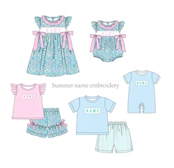 Barboteuse en Coton pour Bébé Fille et Garçon, Nouveaux Styles de Nom Personnalisés, Modèles Prévente, Série Rose Floral et Plaid, Ensembles de Vêtements