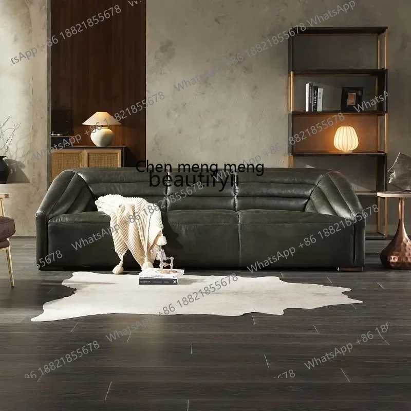 X   CQYNordic living room full leather sofa antique light luxury Italian minimalist double triple