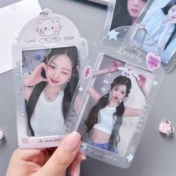 Korean Transparent Y2k Glitter Hearts Photo Card Holder Kpop Meal Card Bus Card Sleeves Photocard Protective Cover Pendant