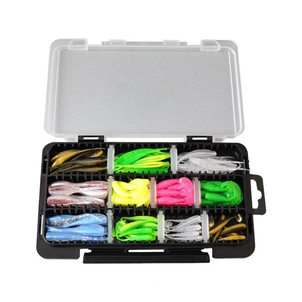 Balıkçılık Cazibesi Seti Renkli Yumuşak Balıkçılık Cazibesi Seti Yuvarlak Kafa Kancalar ile Kıvırcık İğne Kürek 3d Gözler Tatlı Su için İdeal