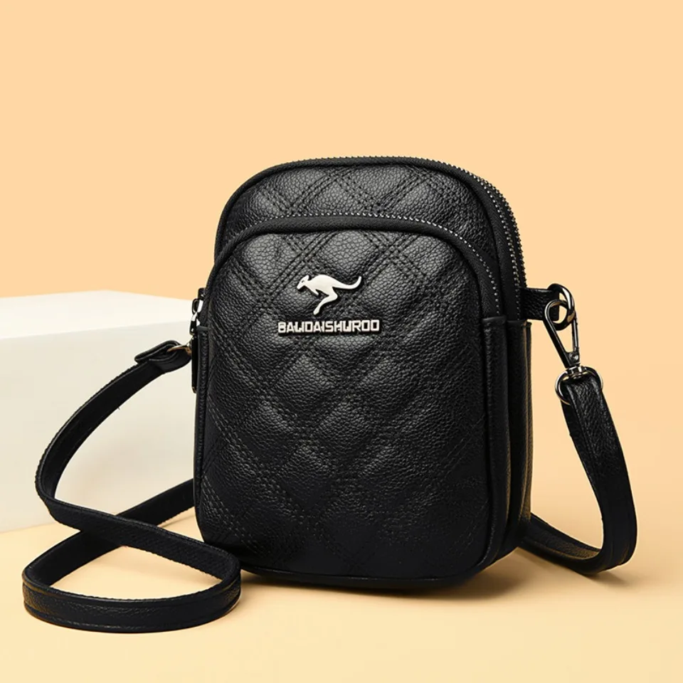 High-End Leather Shoulder Crossbody Phone Coin Wallet Bags for Women Mother 2025 Luxury Handbags Women Bags Designer 3 Layers