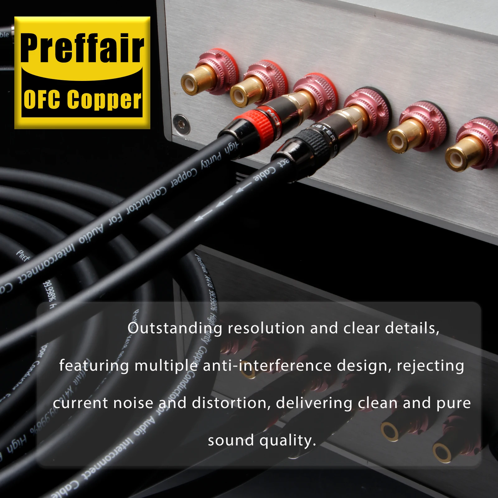 Preffair X418 RCA Plug Signal Line Straight Gold Plated RCA Audio Cable for AMP/Mixer/DAC