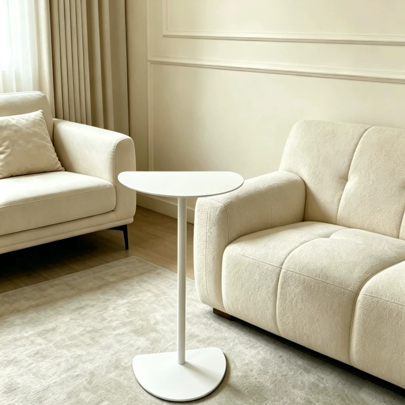 Modern SemiCircularSide Table, Metal Mobile End Table for Living Room Sofa Corner, Accent Organizer Rack for Entryway Home Decor image 6