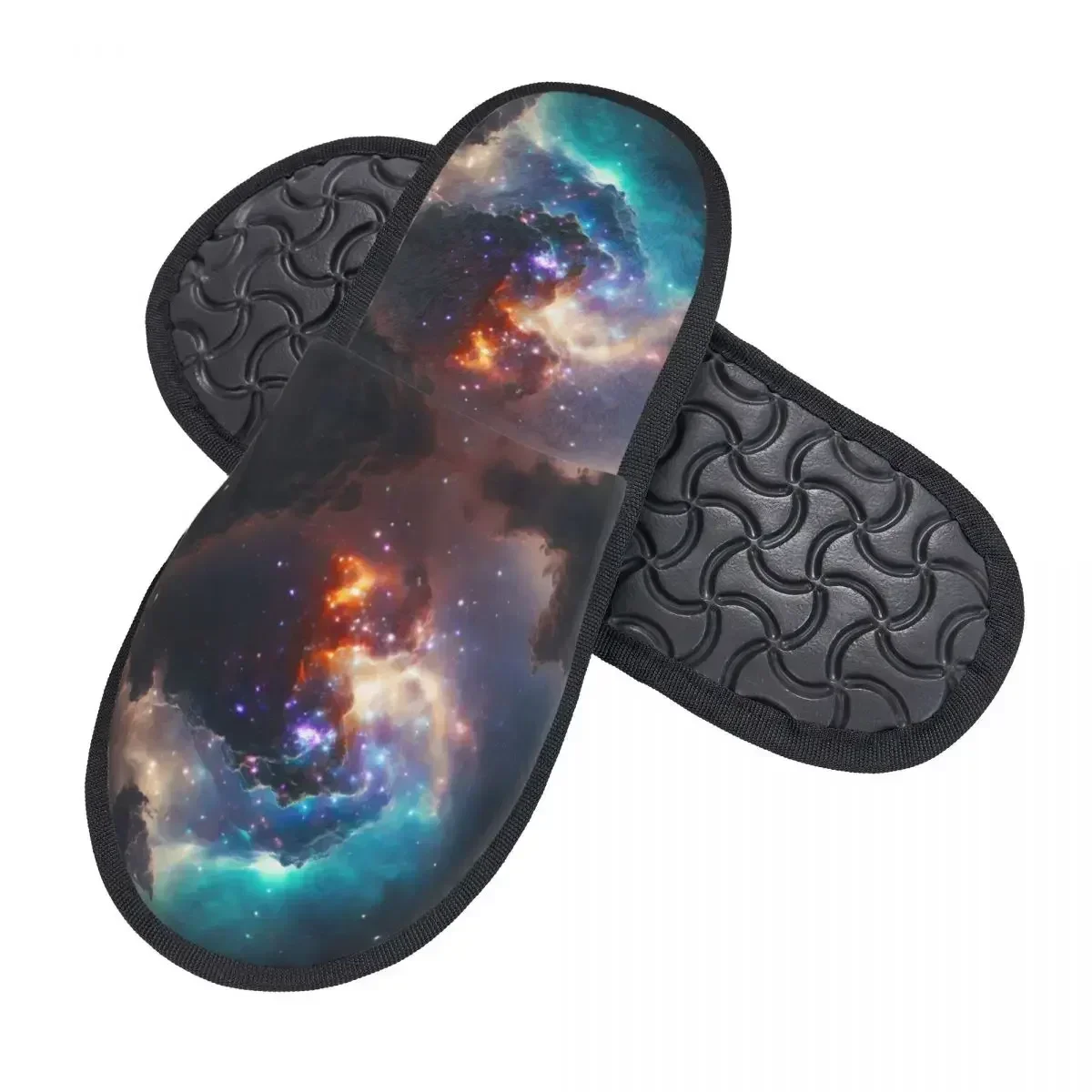 Pantofola di pelliccia per donna uomo moda soffici pantofole invernali calde Nebula con galaxy Space Cosmos House Shoes