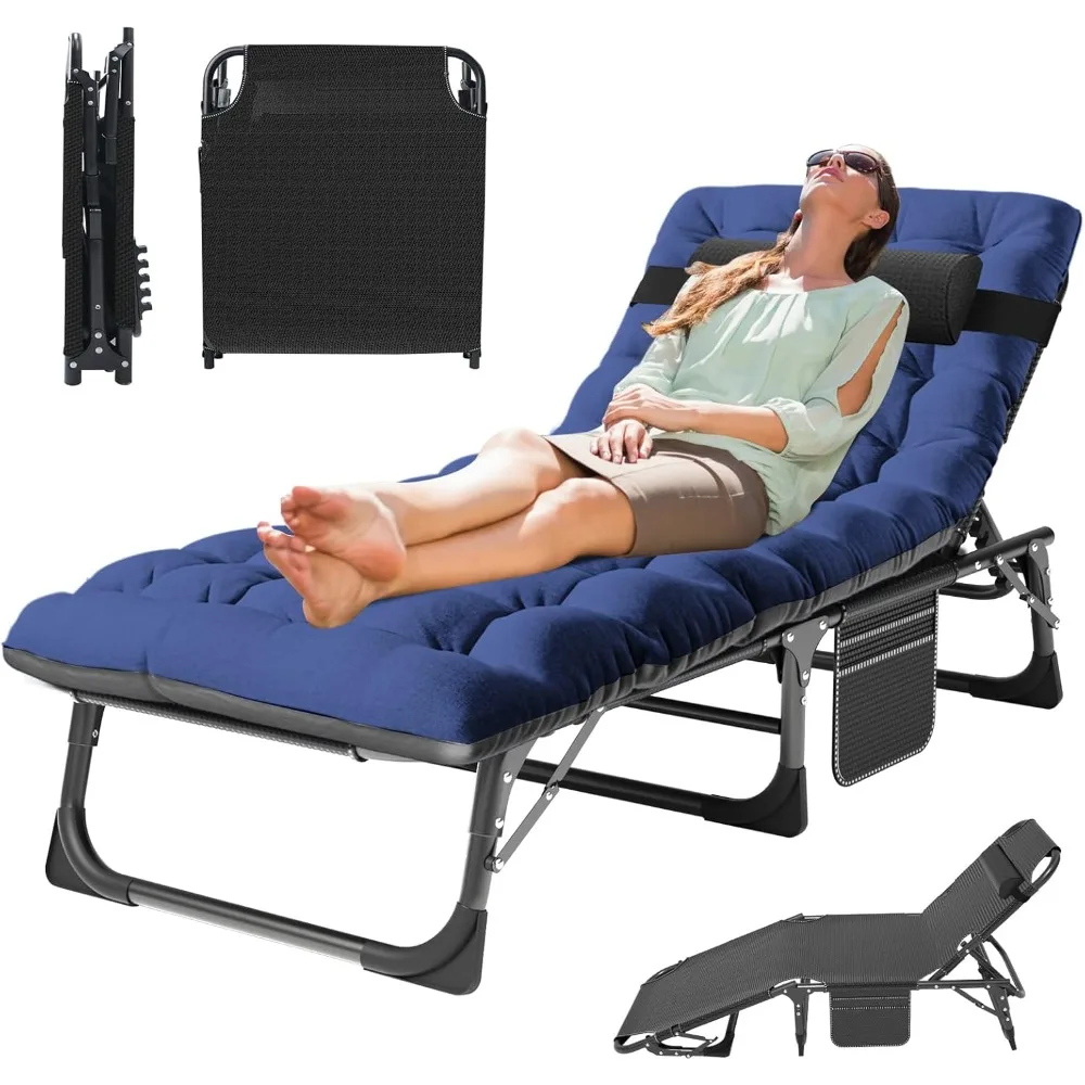 

5-Position Folding Cot, Portable Outdoor Folding Chaise Lounge Chair for Sun Tanning, Perfect for Pool, Beach, Patio Sun