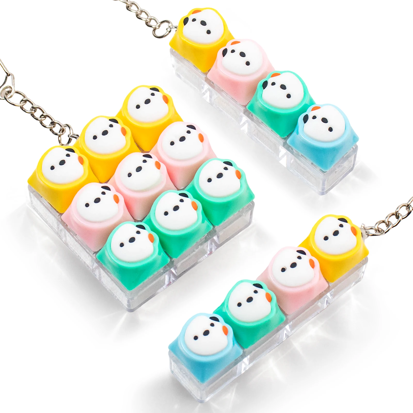 9 keys/4 keys Silicone Soft Dog Relief Keyboard fidget Toy Clicker Keychain Creative Keycap Toy Decompression Press Tool