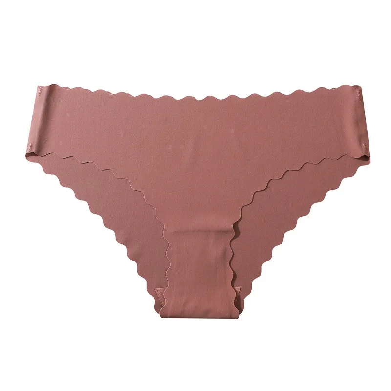 4-teiliges Set Eisseide Mid-Rise Slips Nahtlose Damenunterwäsche Einfarbige Unsichtbare Unterhosen mit Wellenrand Sexy Dessous XS-XL – Detail 10