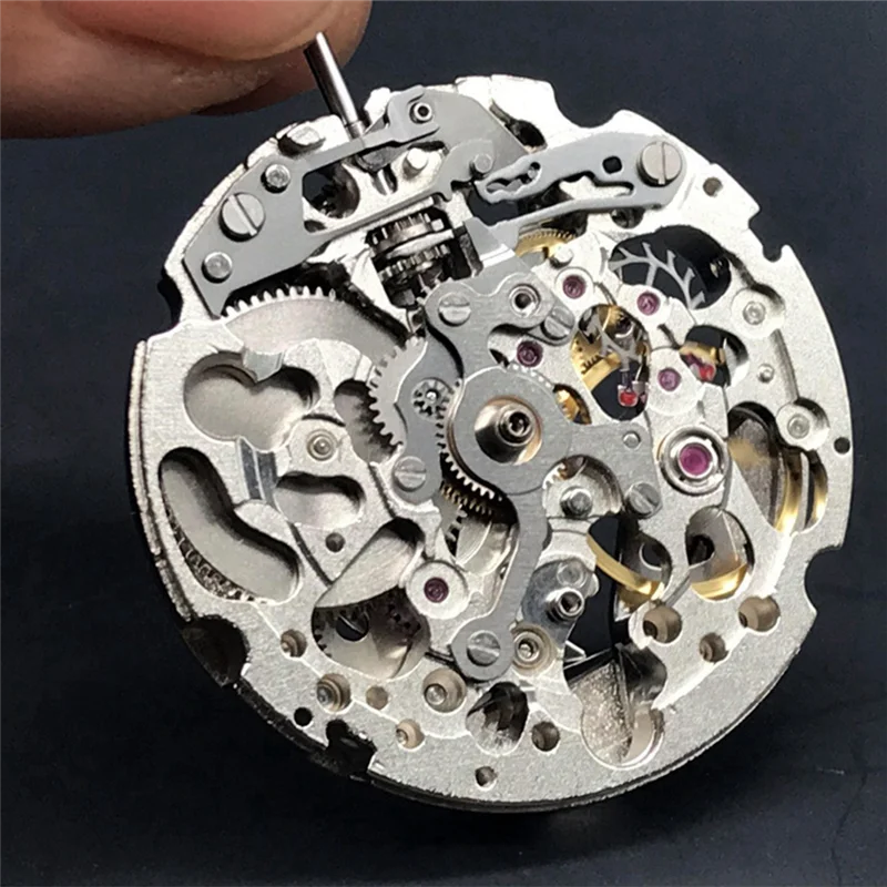 Silver 8N24 Mechanical Movement Miyota 21 Jewels Skeleton Automatic Movement