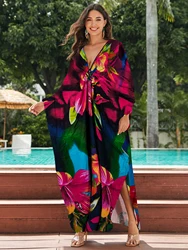 Beach Kaftans for Women Printed Maxi Dresses Cover Ups for Swimwear Summer Holiday Bathing Suits Dropshipping