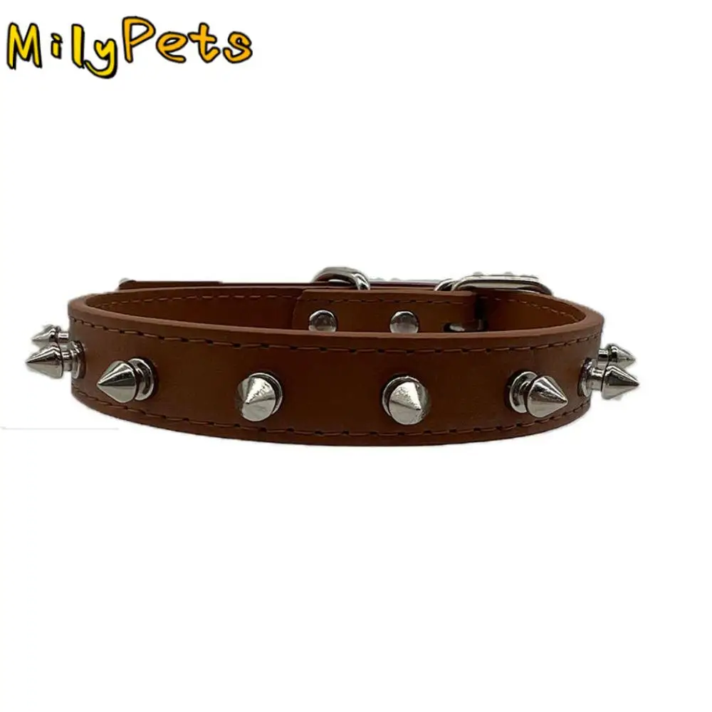

Pet Products Leather Cat Dog Collar Colorful Adjustable Pet Necklace Exquisite Cool Pet Spiked Studded Collars Puppy