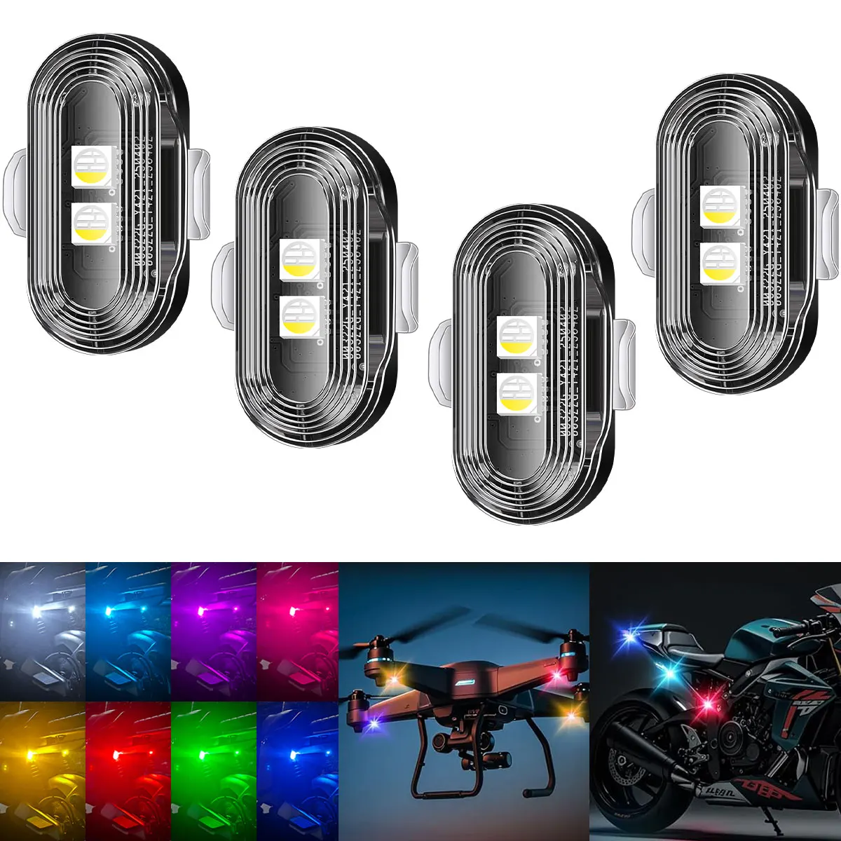 AliExpress KEVANLY 1/2/4pcs Wireless Remote LED Strobe Light RGB Warning Flash Light Indicator Light USB Rechargeable for Motorcycle Car Bike