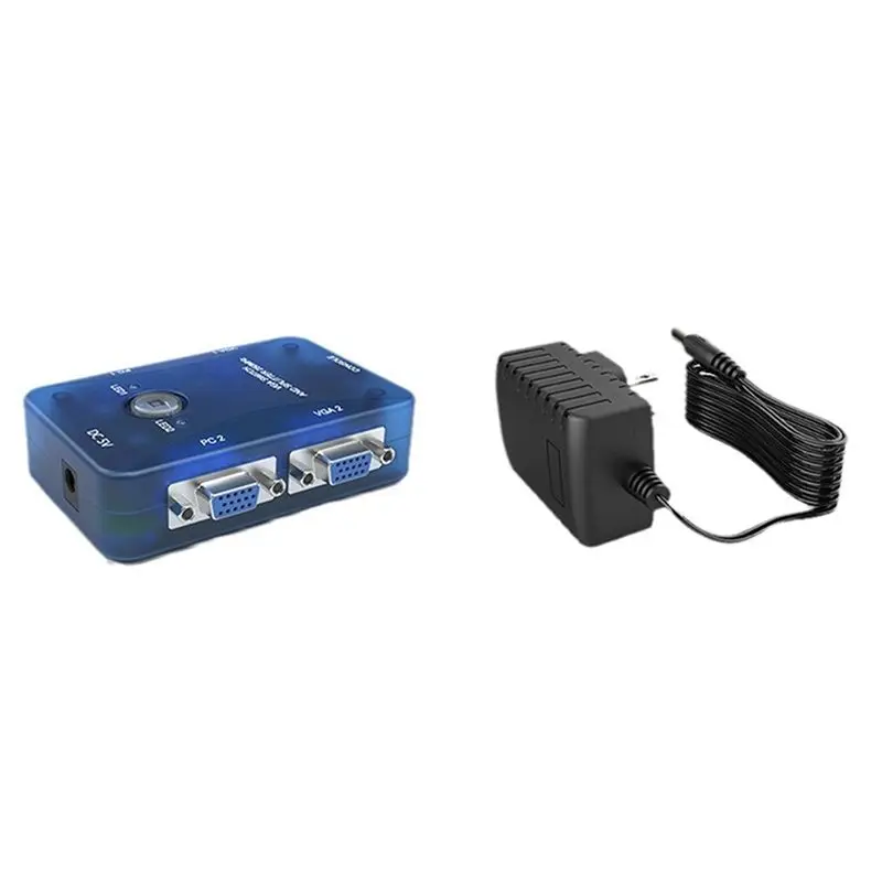 A31T VGA Splitter 2 Port 250MHz, VGA Switch Box 2 Input 2 Output 1920x1440, High-Definition Video Adapter for Monitor Projector