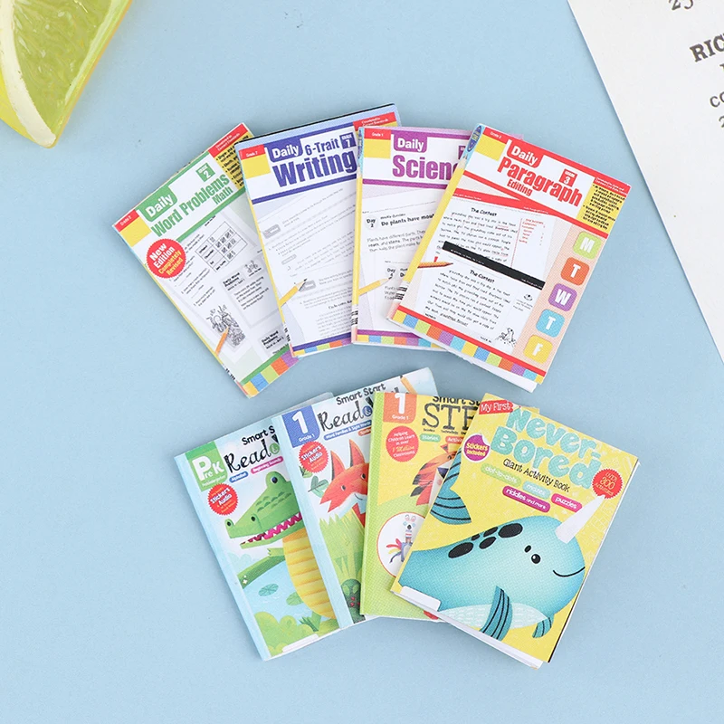 4Pcs 1:12 Dollhouse Miniature Excercise Books Paper Notebook Doll House Decor