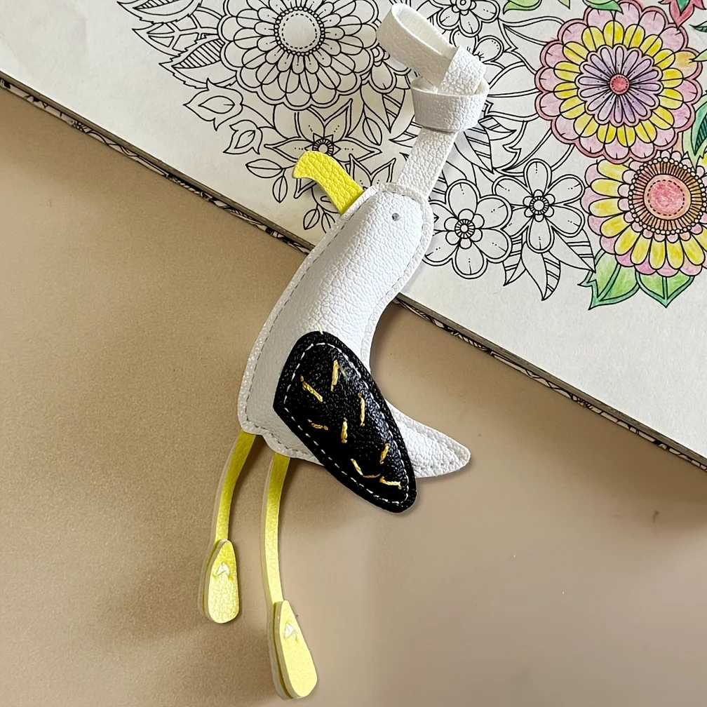 1pc Cute Seagull Pendant, PU Leather Material, Colorful Design, Suitable for Various Bag Charms, Car Keychain Accessories