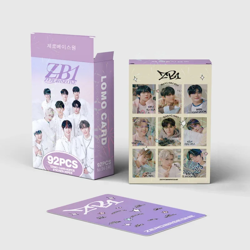 92pcs Kpop ZB1 LOMO Cards and stickers ZEROBASEONE photo album Double side HD Print Photocards