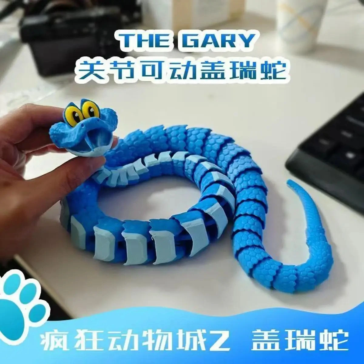 Gary Snake 3D Printed Model Toy Joint Mobile Crazy Animal City Surrounding Cartoon Handsome Small Snake Model Ornament