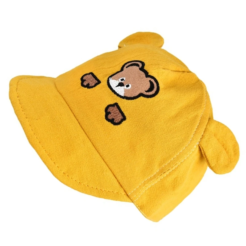 Comfortable Headwear Sun Protections Hat Infant Bucket Hat with Bear Pattern Fashionable Child Hat for Boy Girls Gift