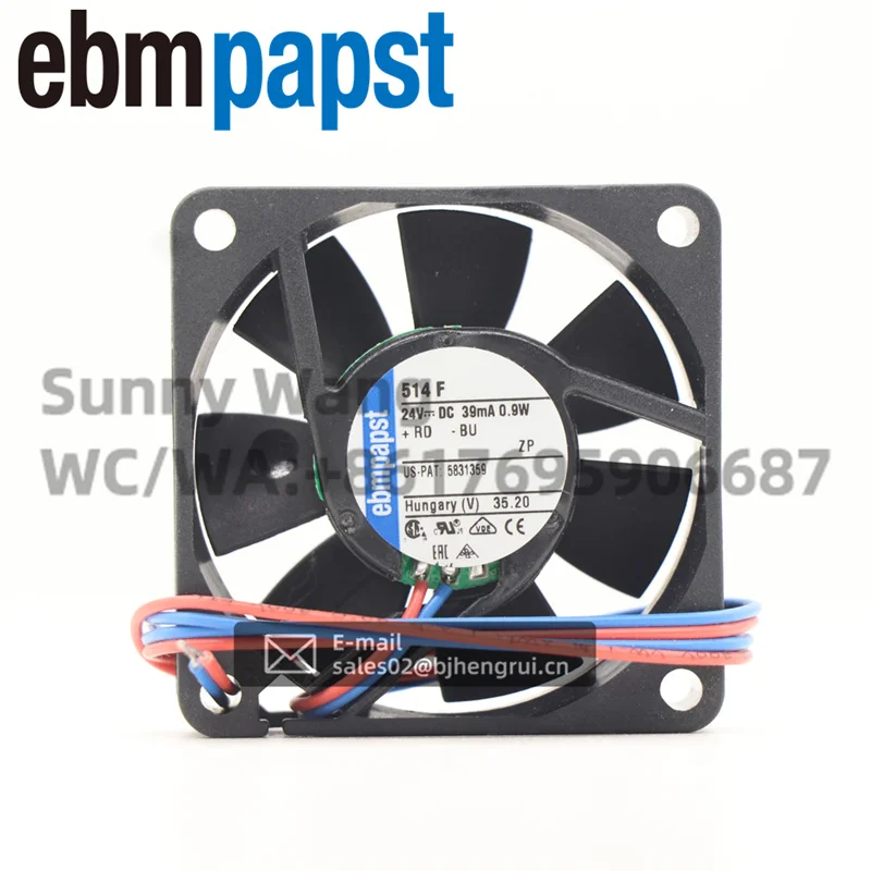 ebmpapst 514F(101403963) 50x50x15mm 24V DC 1W 5000RPM Ball Bearing Inverter Cabinet Industrial Computer Axial Cooling Fan