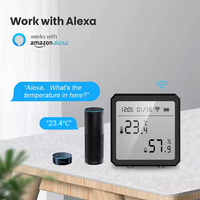 Tuya Intelligent Detector Electronic Thermometer Alarm Wi-Fi Temperature & Humidity Sensor LCD Digital Display Voice Control