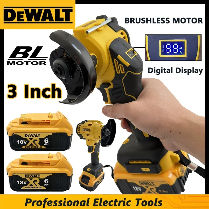 Amoladora Angular Inalámbrica DeWALT de 3 Pulgadas con Pantalla Digital, Herramienta Eléctrica de Pulido y Corte, Batería de 18V
