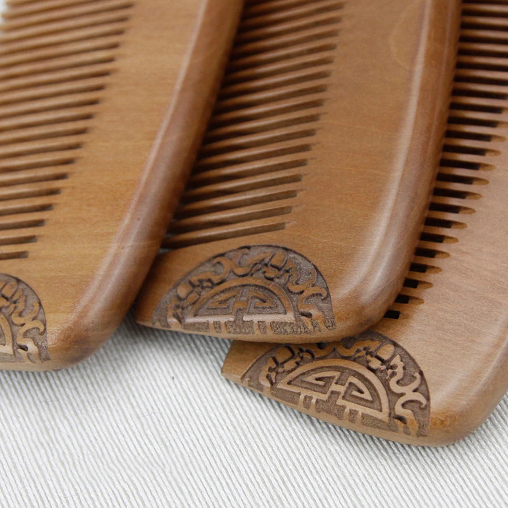 

Wood Hair Comb Half Moon Carving Pattern Anti-Static Scalp Massage Relax Hair Comb for Women Ladies Natural Wood Design