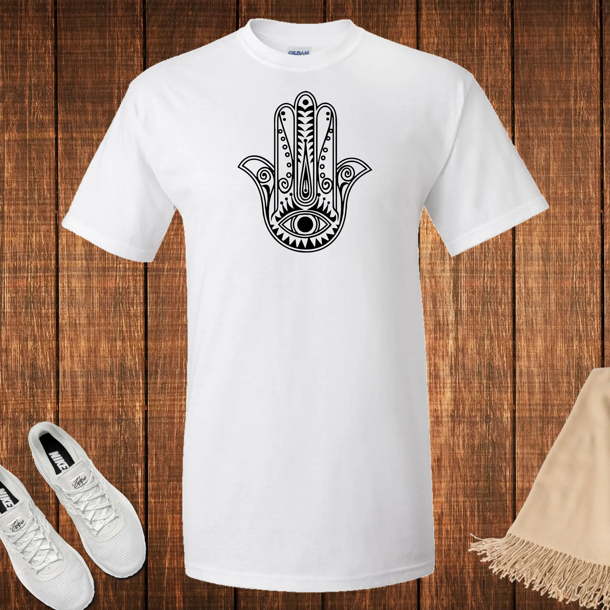 Hamsa Hand T Shirt Of Fatima Yoga Evil Eye Protective Symbol