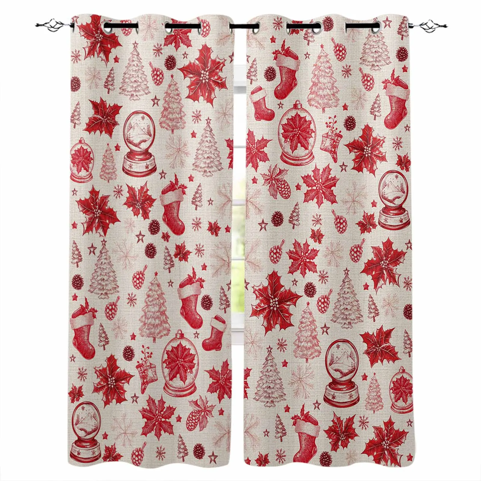 

Christmas And Winter Flowers Living Room Bedroom Window Treatment Blinds Drapes Modern Kitchen Curtains