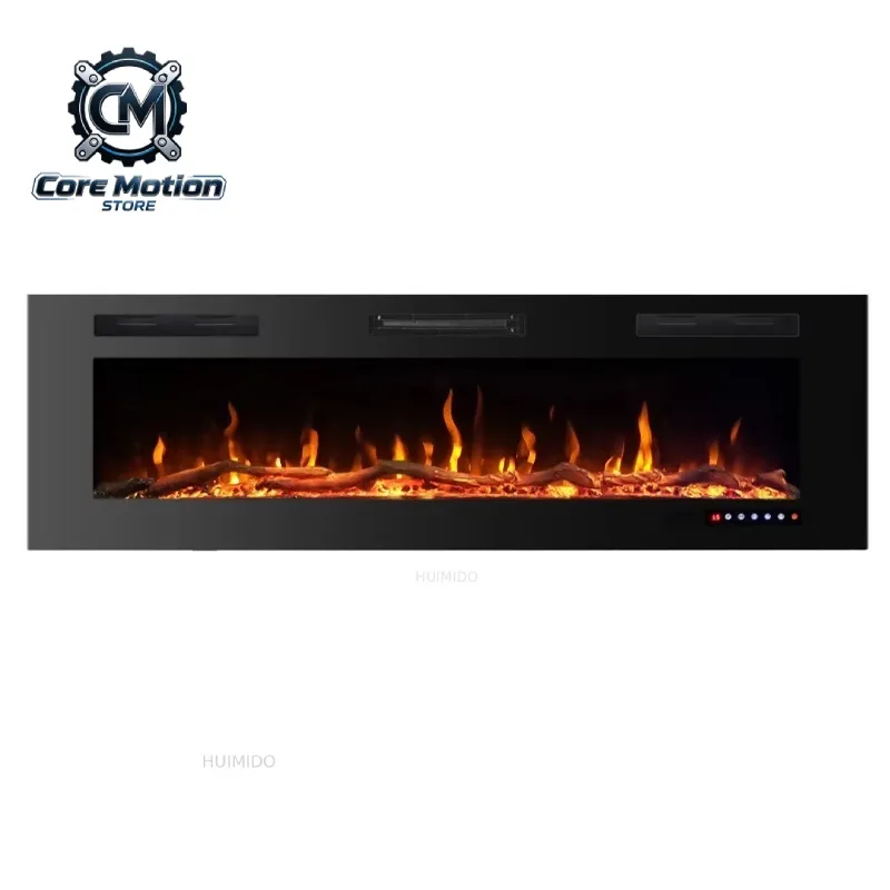 Electric Fireplace Wall Recessed Mounted LED Decorative Fireplace Wood Insert 60inch/152cm Fire Place Heater for RV Home Hotel