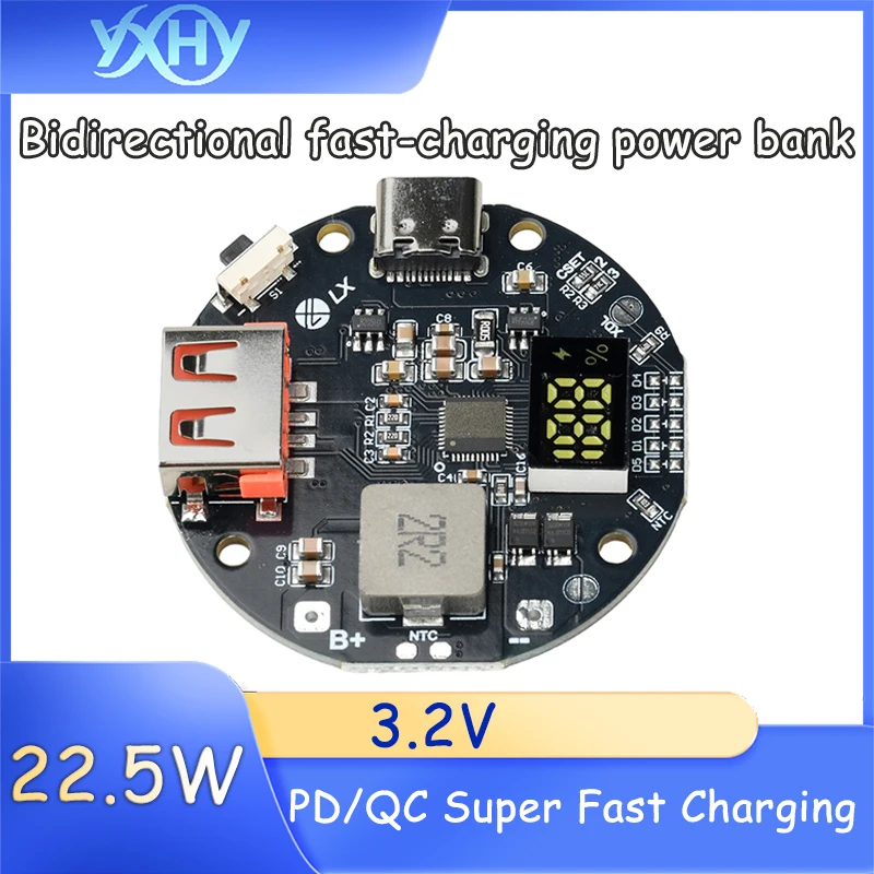 

1PCS 22.5W Power Bank Dual Fast Charging Mobile Power Module 3.2V Lithium Iron Phosphate Supports PD/QC Super Fast Charging
