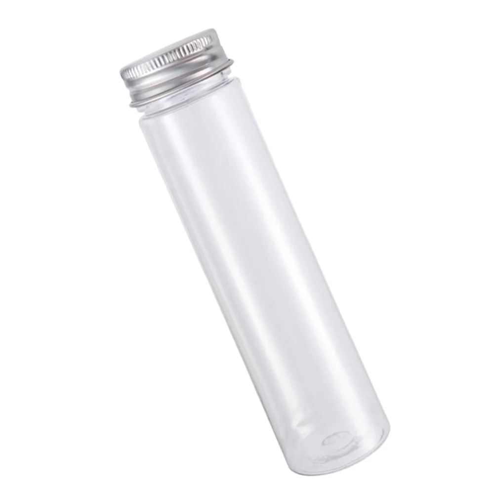 2pcs Flat-bottomed Plastic Clear Test Tubes with Screw Caps Candy Travel Lotion Containers 110ml