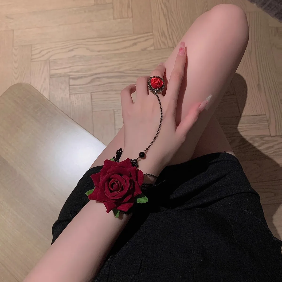 Punk Lace Wrist Vintage Gothic Accessory Bracelet Lolita Glove Halloween Rose Red Accessories irband Halloween and Christmas