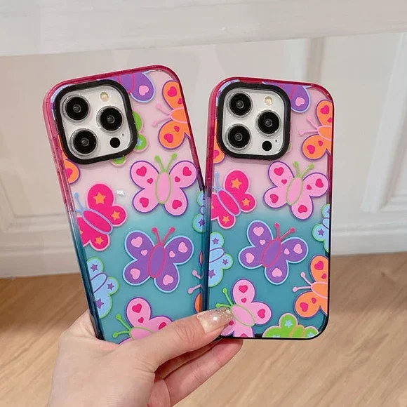 

Colorful Butterfly 2.0 Acrylic Colorful Border Phone Case Cover for iPhone 11 12 13 14 15 Pro Max Case