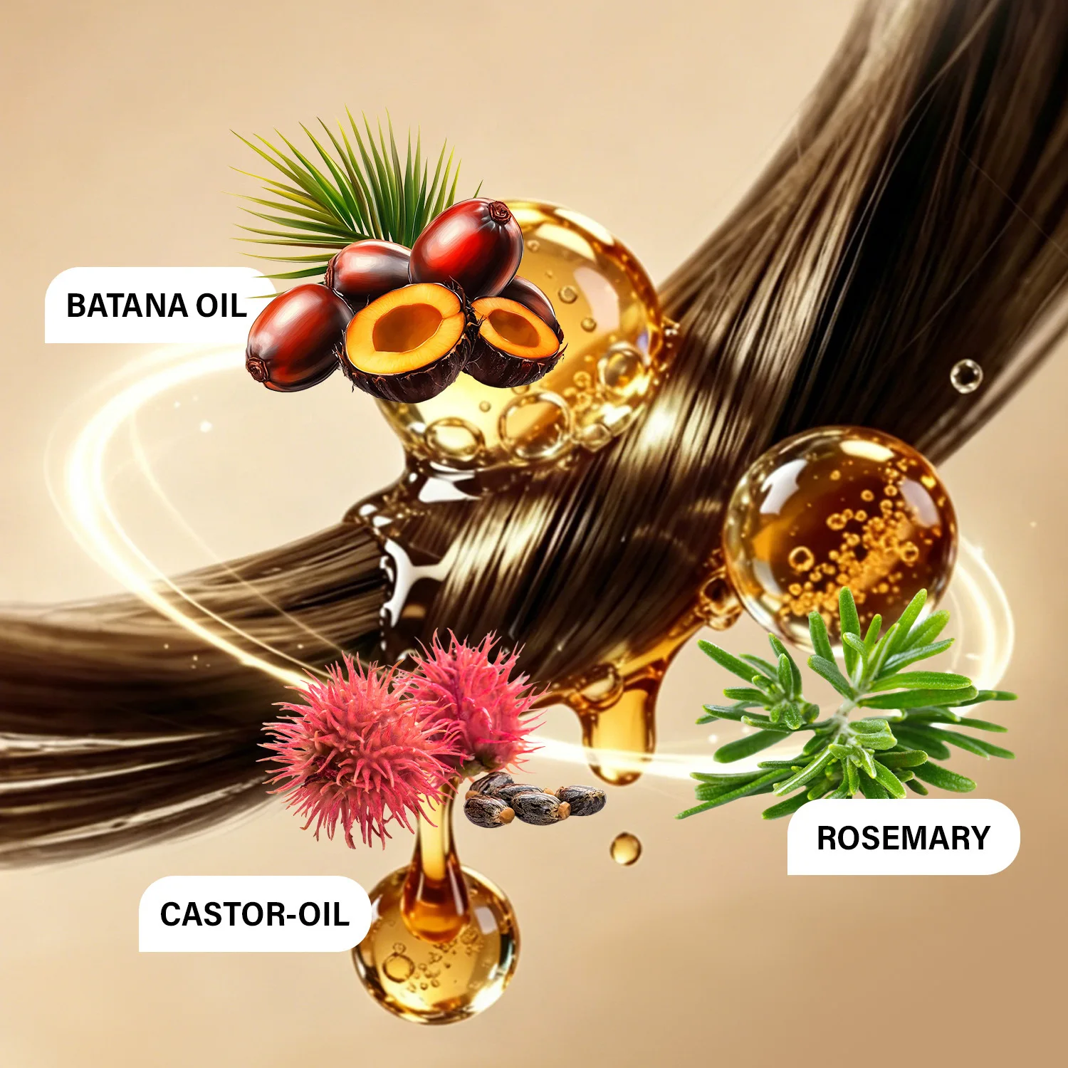 7 Days Hair Nourishing Oil Batana Rosemary Castor Oil Repair Damaged Hair Serum Smooth Shiny Hair Treatment For Dry Frizzy Hair