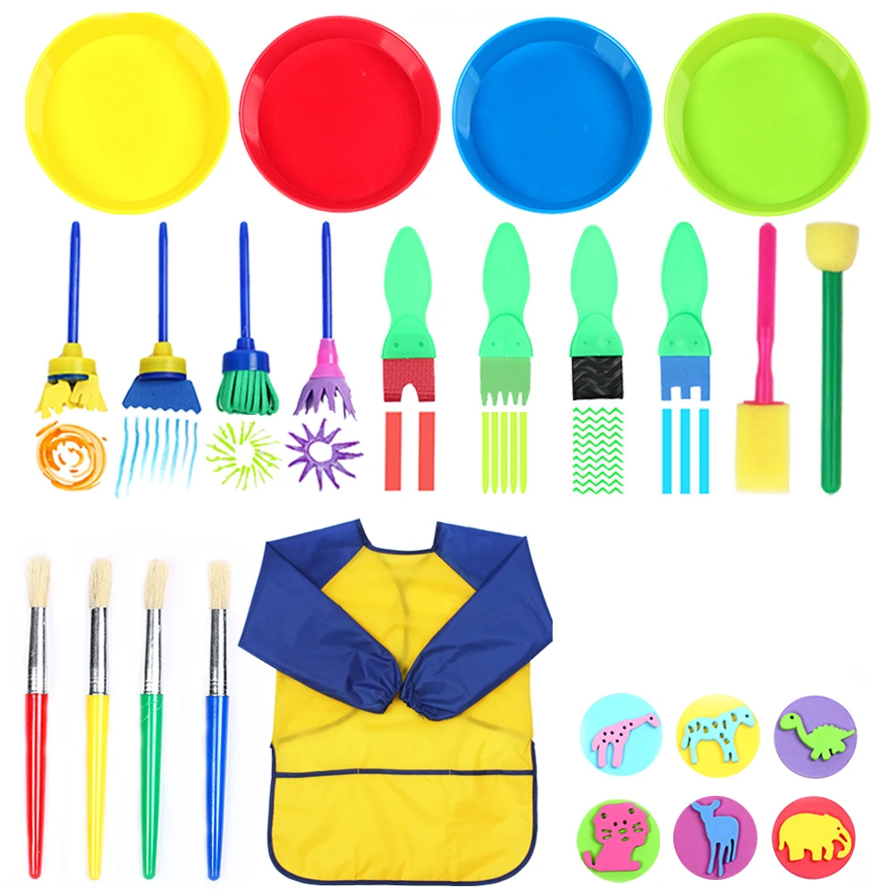 25 Pcs Painting Set Sponge Brushes Color Bowl Sponge Painting Brush DIY Craft Tools Toddlers Creativity Storage
