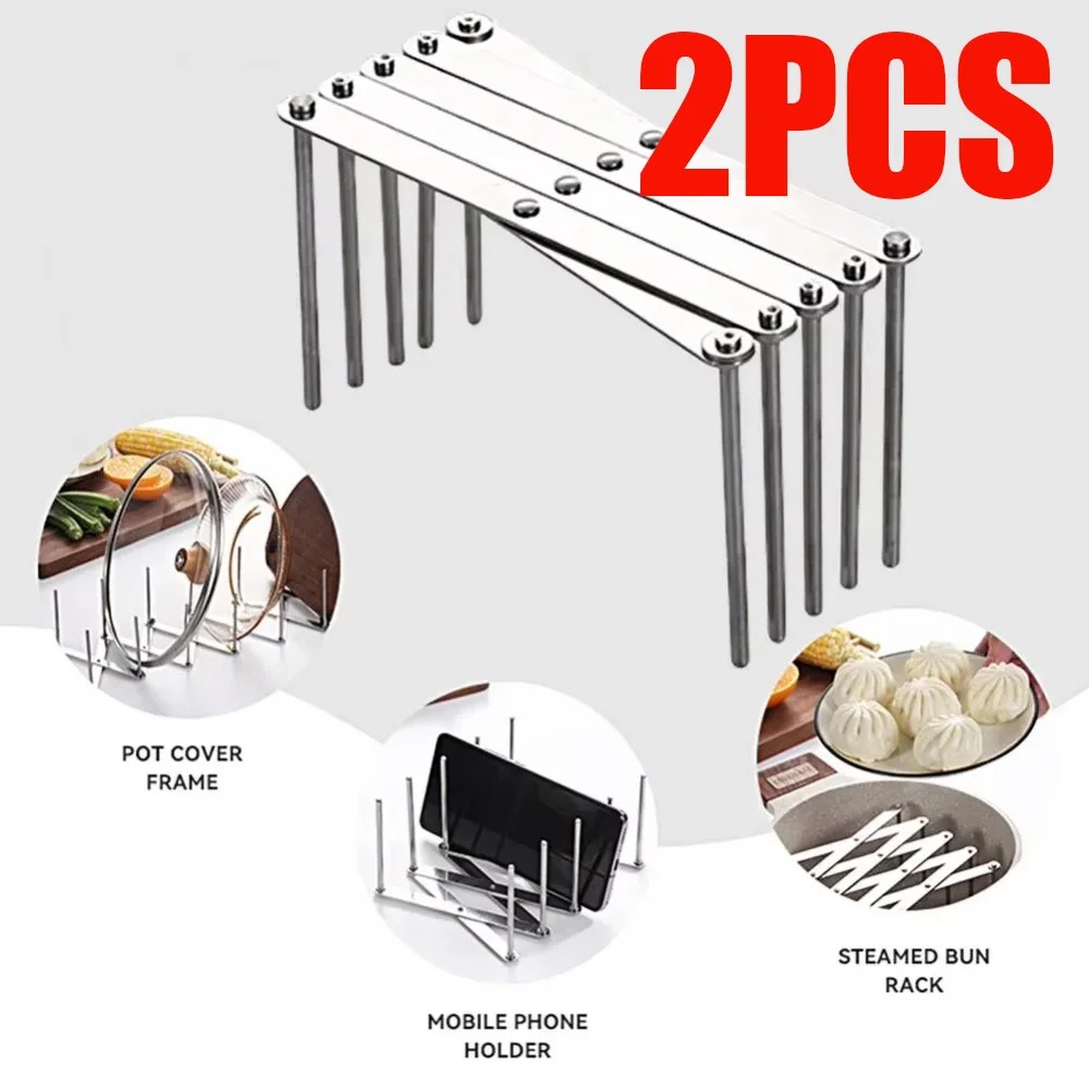 1pc pote tampa rack pan tampa organizador retrátil dobrável placa de aço inoxidável titular prateleira armazenamento utensílios cozinha gadgets