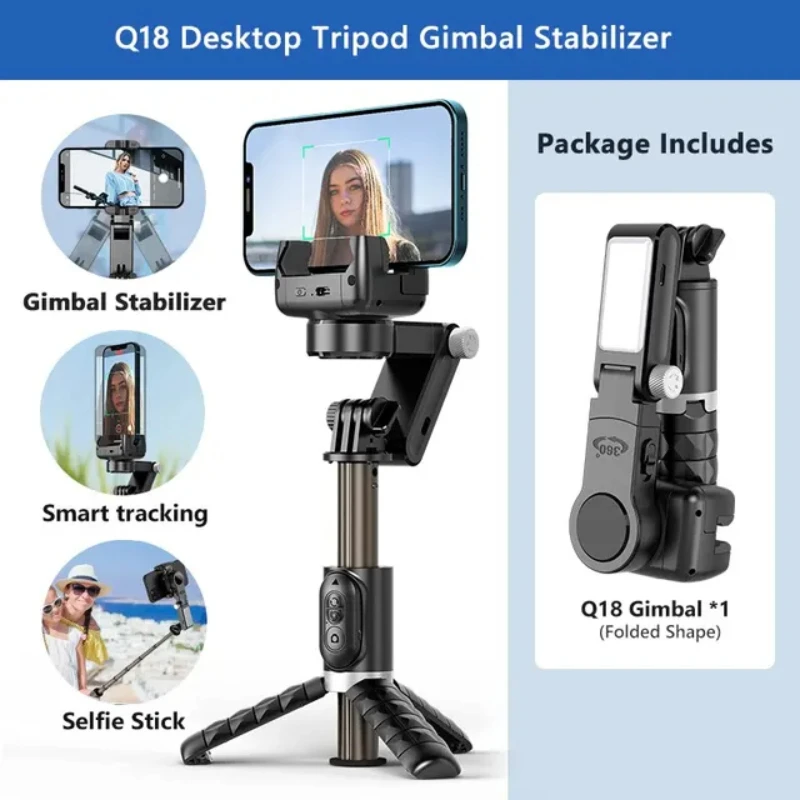 NEW Handheld Gimbal Stabilizer for Smartphone with Fill Light Tripod Stand for iPhone Android Tiktok Vlog Live Photography