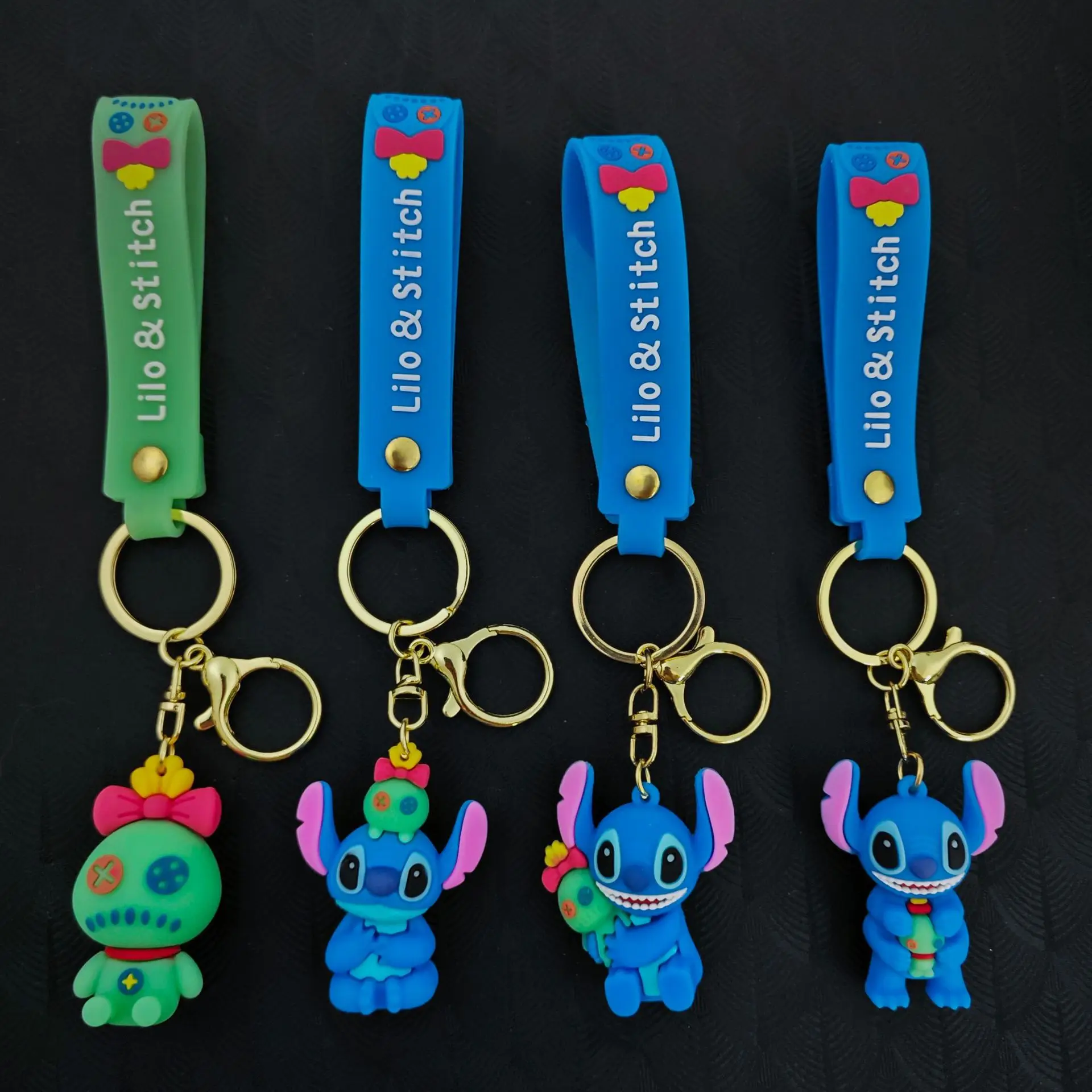 Cute Stitch Silica Gel Keychains Toy Cartoon Lilo & Stitch Keyholder Pendant Keyrings for Bag Hanging Jewelry Accessories Gift