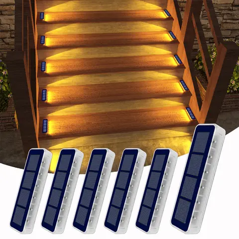 Solar-Deckleuchten für den Außenbereich, wasserdichte LED-Stufen-Gartenspiegeltreppe, Gartenleuchte, IP68, automatisches Ein-/Ausschalten, solarbetriebene Dock-Einfahrtsbeleuchtung