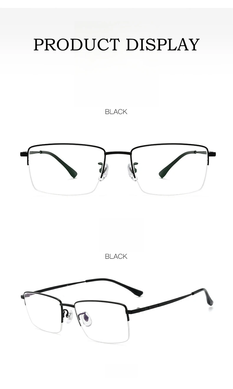 Yimaruili ultraleichte Business-Mode Titan legierung Brillen kleine quadratische Retro optische Rezept Halb rahmen Brille Männer – Detail 8