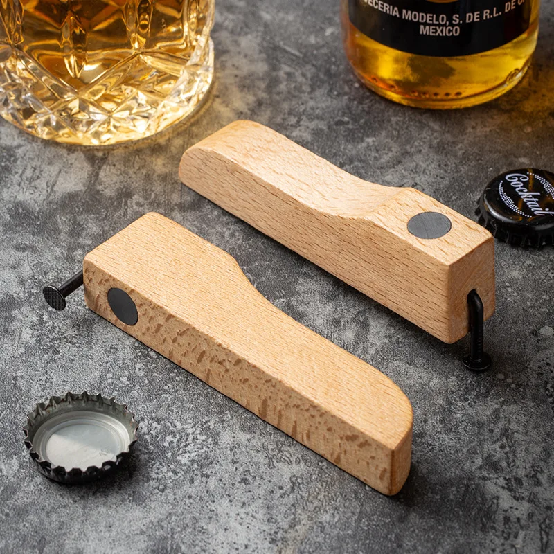 50pcs Wooden Bottle Opener, Stainless Steel Wood Handheld Beer Opener, Funny Bartender Bottle Opener