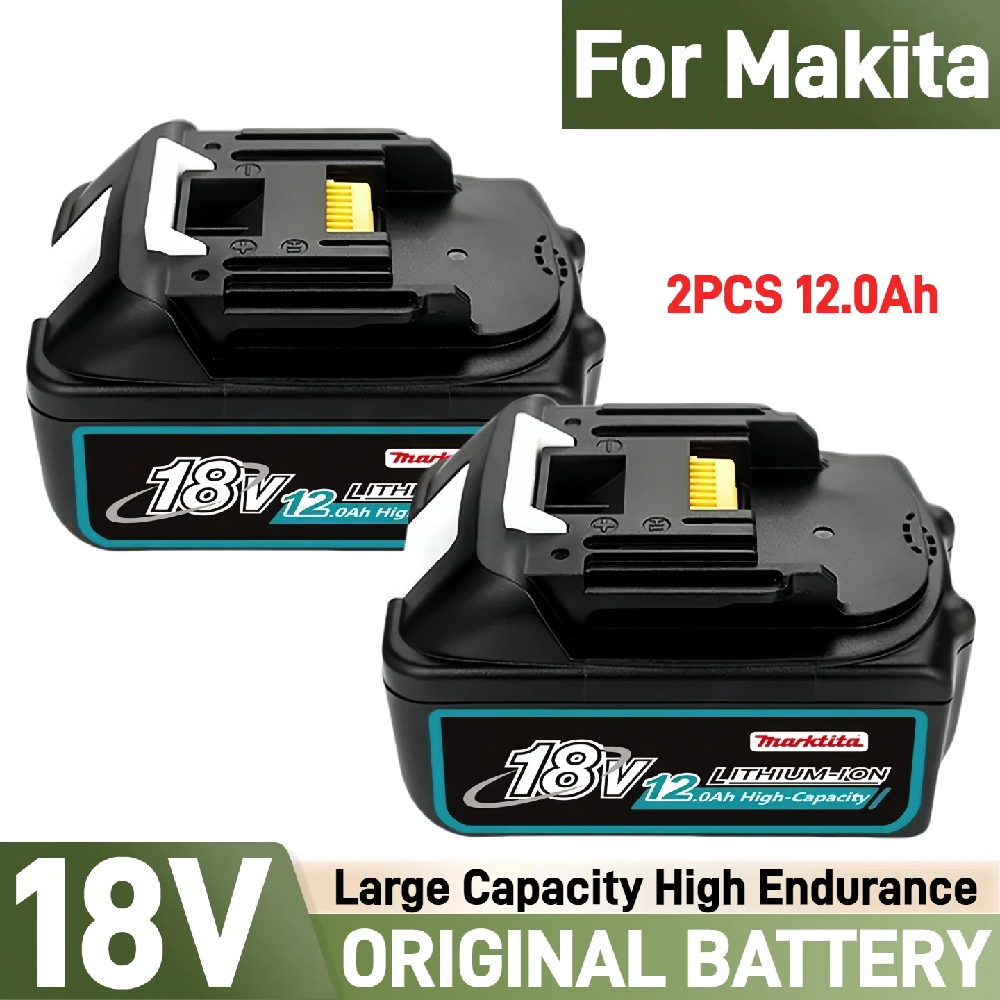

100% Original for Makita 18V Battery, 6.0Ah 12.0Ah, for Makita 18V DHP489 DGA404 DDF487 DTD173 DAS180 HR140D Power Tool