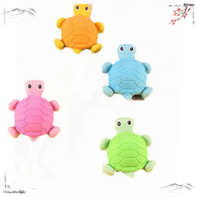 4 Pcs Creative Cartoon Pencil Eraser Turtle Rubber for School Supplies Back To School