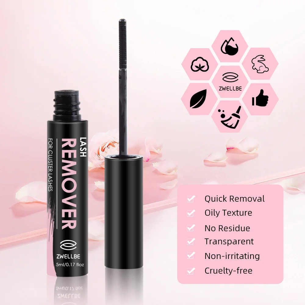 ZWELLBE 5ml Lash Clusters Glue Remover Eyelash Remover For Individual Cluster Lashes Gentle Eye Cleanser Of False Eyelashes