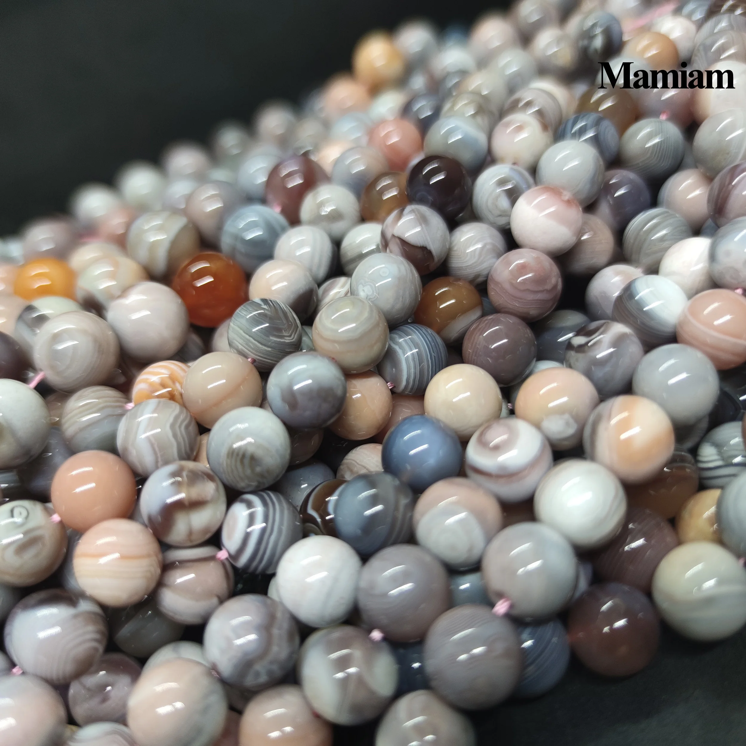 Mamiam Natural Rare Botswana Agate Beads 10mm Round Loose Stone Bracelet Necklace Diy Jewelry Making  Gemstone Gift Design