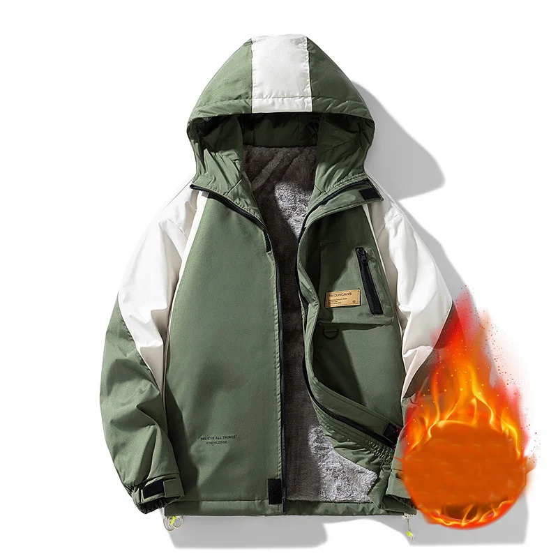 

Big size warm jacket men's winter multi-pocket Patchwork jacket hooded youth trendy tops Youth clothes 8XL 9XL jacket men