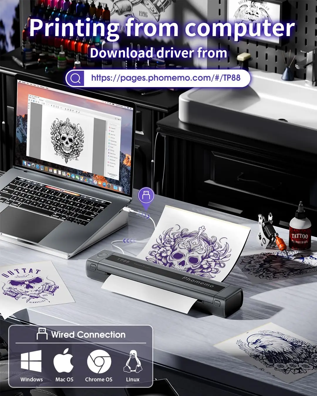 Tattoo Transfer Stencil Printer Phomemo TP88  Thermal Transfer Tattoo Machine for Tattoo Artists