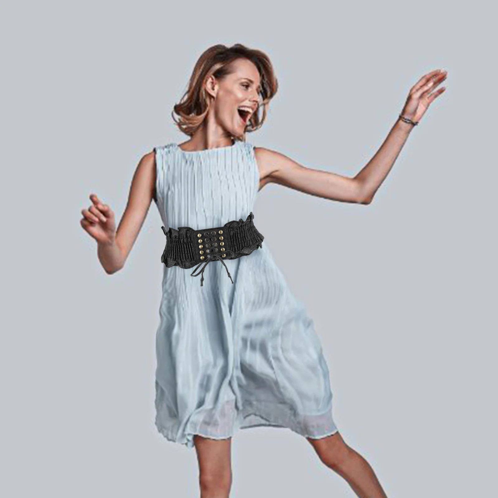 1 قطعة حزام الخصر الموضة مطاطا مكرامية الدنيم حزام قابل للتعديل مريحة للتنفس للنساء ارتداء اليومي حزام مرن