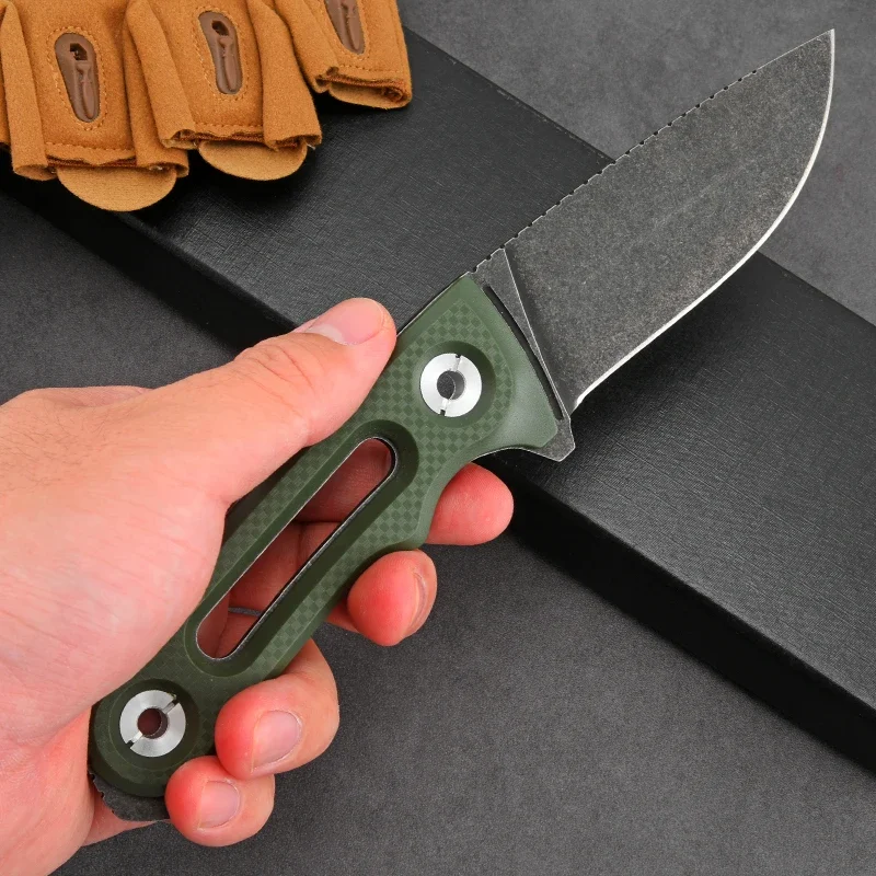 سكين مستقيم للبقاء على قيد الحياة البري EDC سكين حبل قطع للدفاع عن النفس في الهواء الطلق مقبض نايلون عارضة متكاملة سكين مستقيم صغير #4