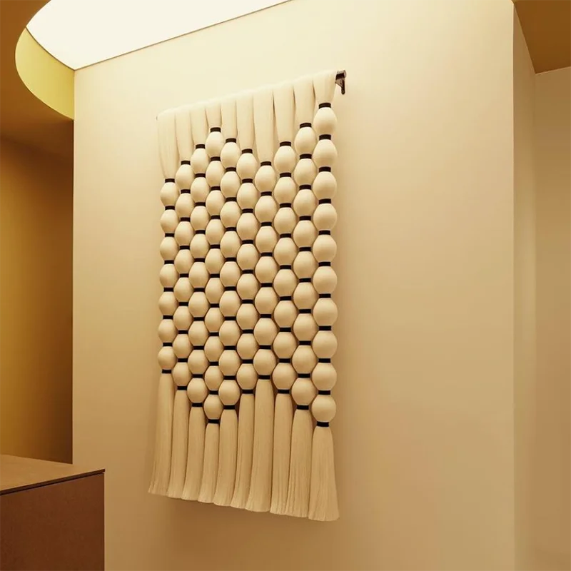 

Handwoven Bohemian Wall Decorative Tapestry All White Home Hotel Tassel Wall Hanging