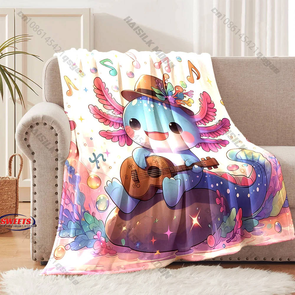 

"Whimsical Axolotl Musical Blanket" Multiple sizes kid's and adults' bedroom living room sofa decor blanket, Exquisite gift